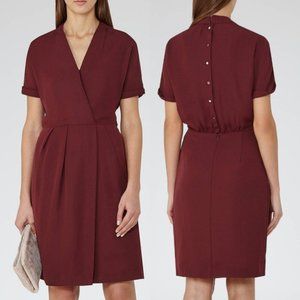 Reiss Maroon Wrap Front Dress
